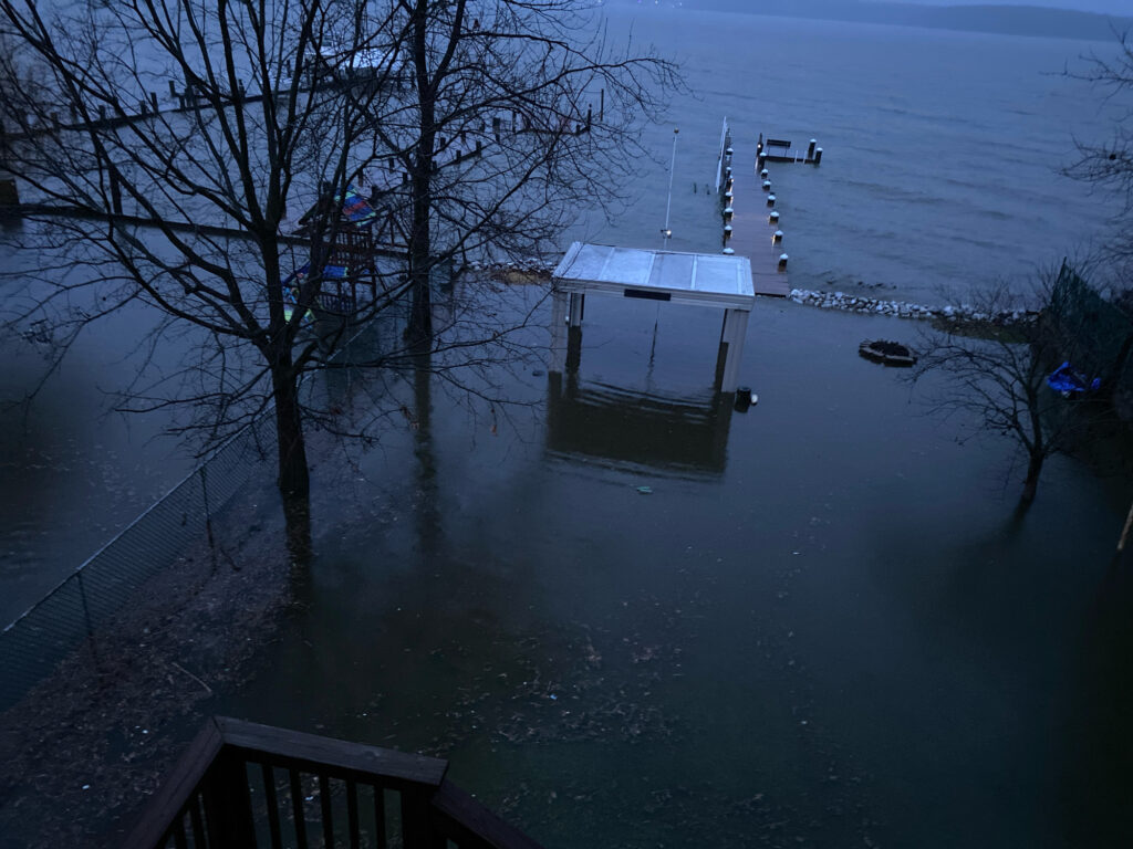 a flooded area with a small building (MyCoast AI)