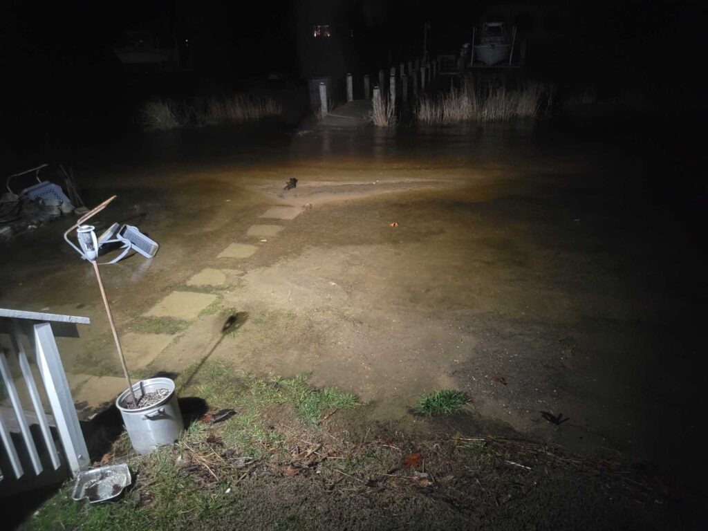 a flooded street at night (MyCoast AI)