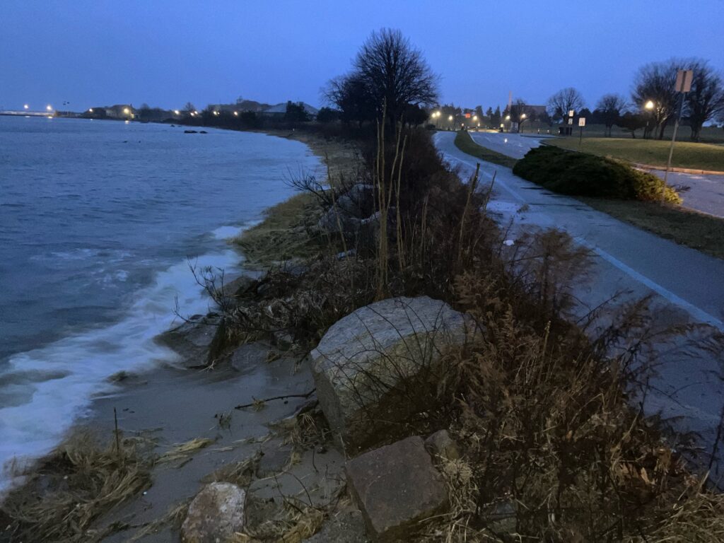 a path next to a body of water (MyCoast AI)