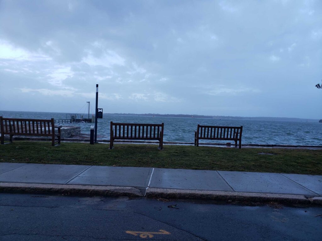benches on the side of a road (MyCoast AI)