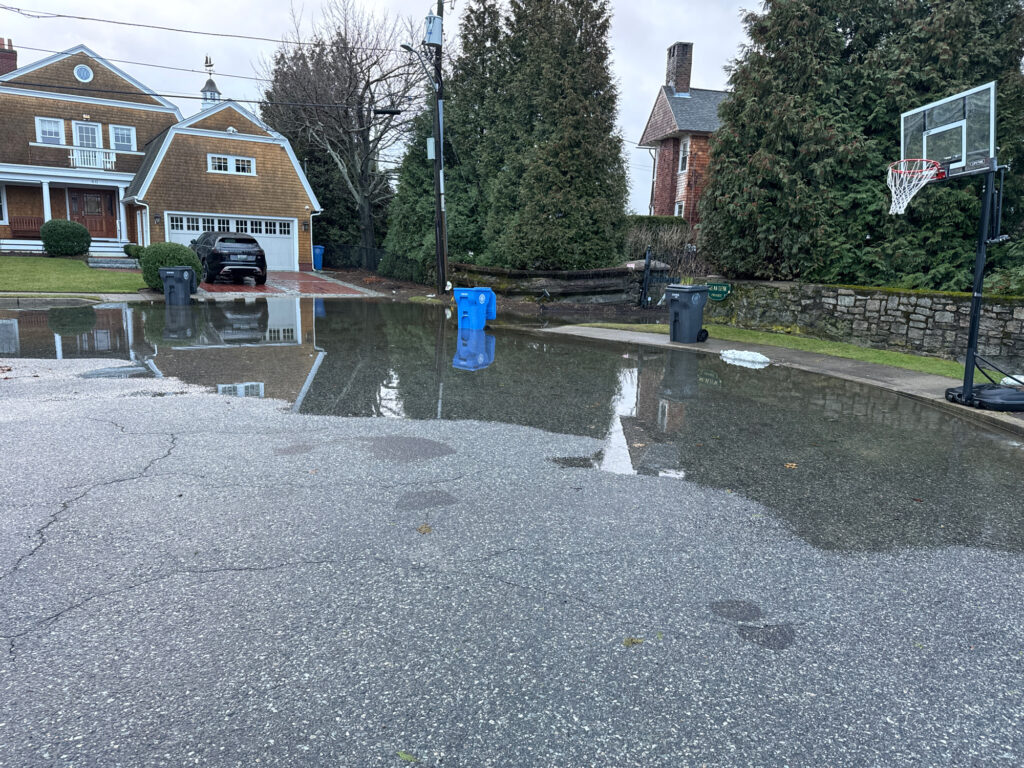 a puddle of water in a neighborhood (MyCoast AI)
