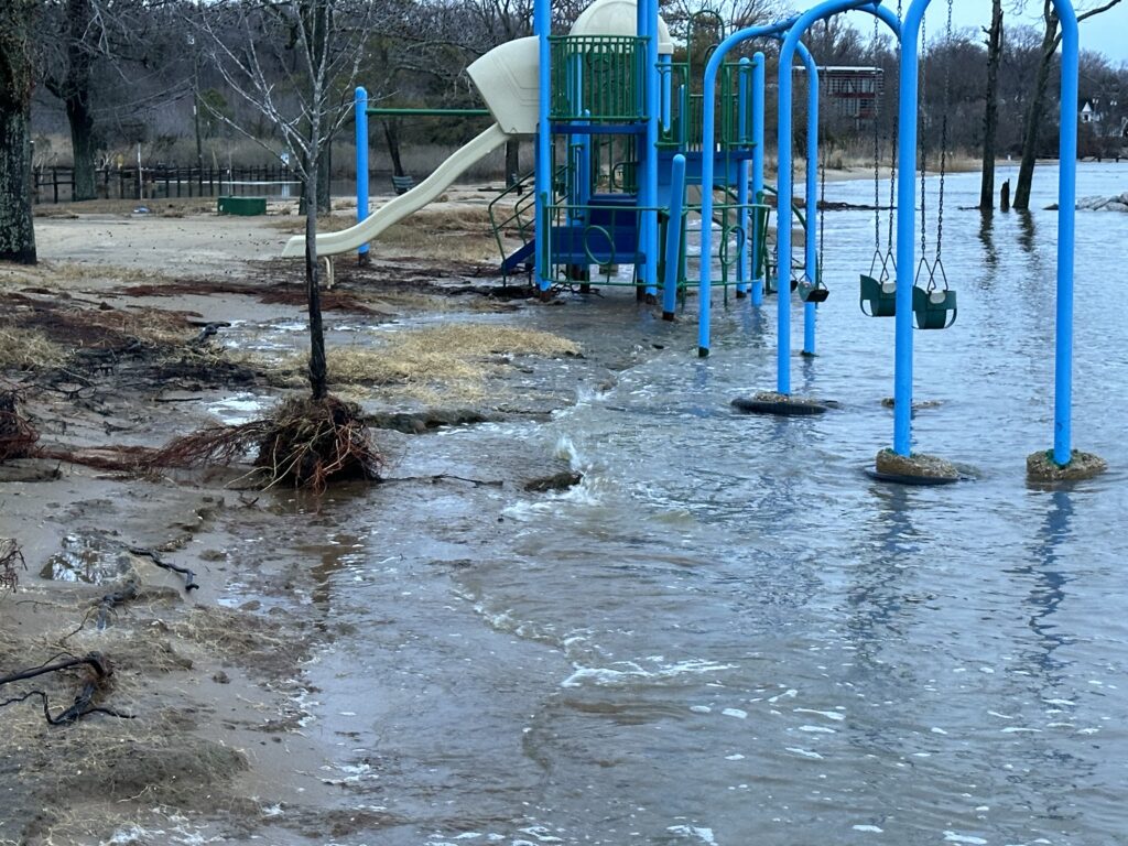 a playground with blue slide (MyCoast AI)