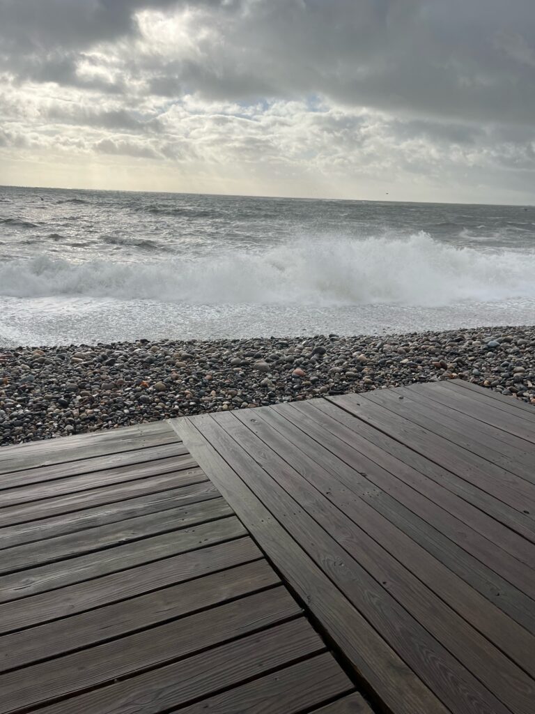 a wooden dock leading out to the ocean (MyCoast AI)
