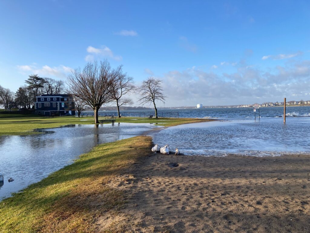 a body of water with a building in the background (MyCoast AI)