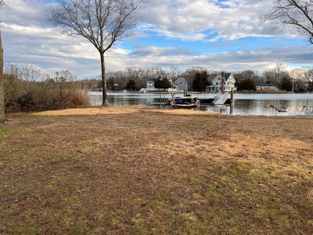 a grassy area with a body of water in the background (MyCoast AI)