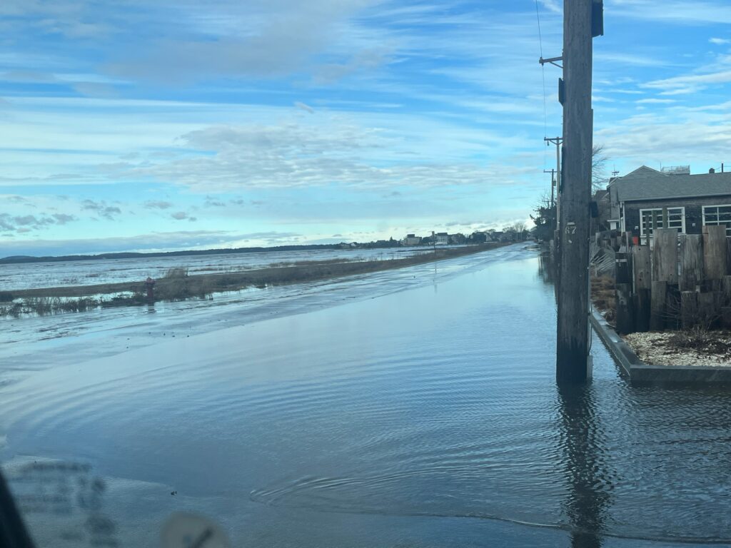 a body of water with a dock and buildings along it (MyCoast AI)