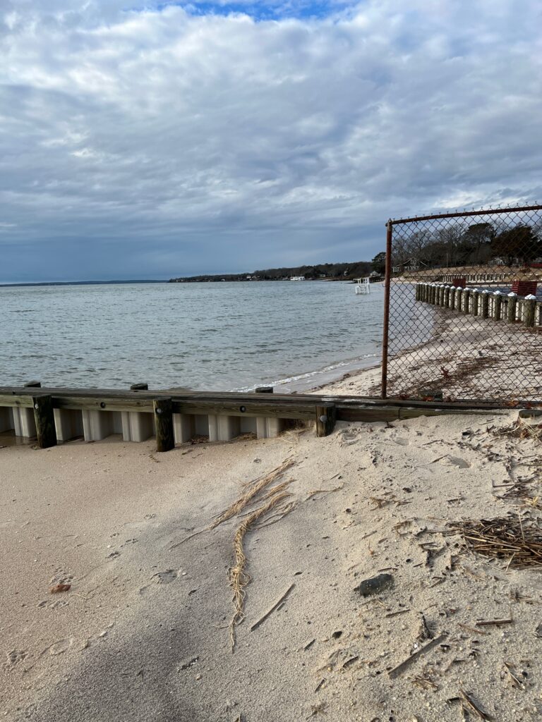 a beach with a pier and a body of water (MyCoast AI)