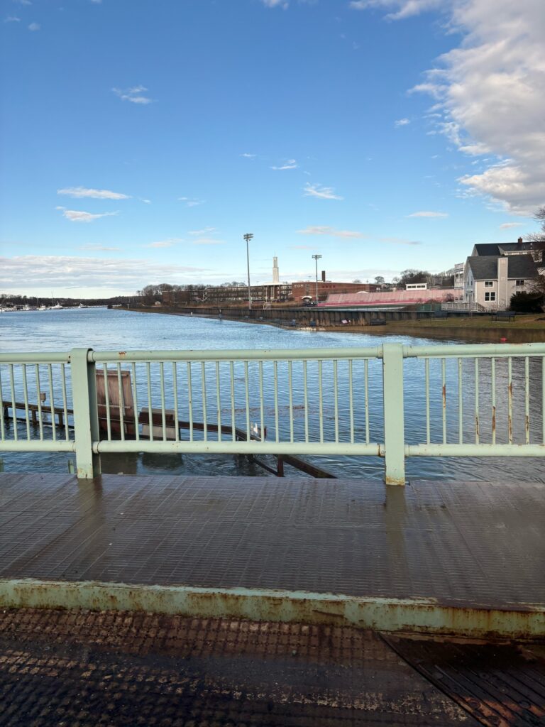 a wooden deck overlooking a body of water (MyCoast AI)