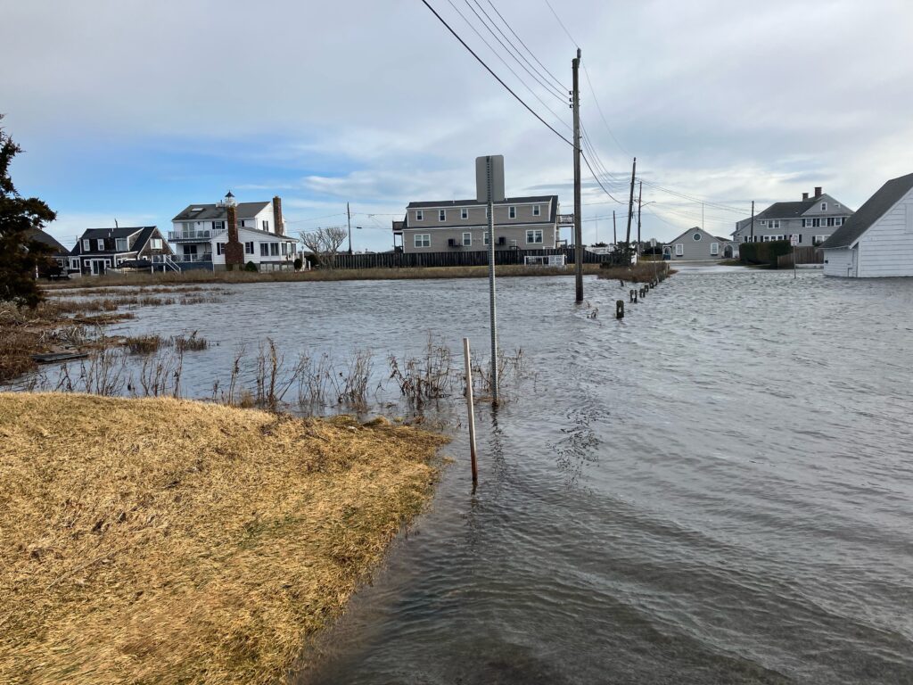 a flooded area with houses and power lines (MyCoast AI)