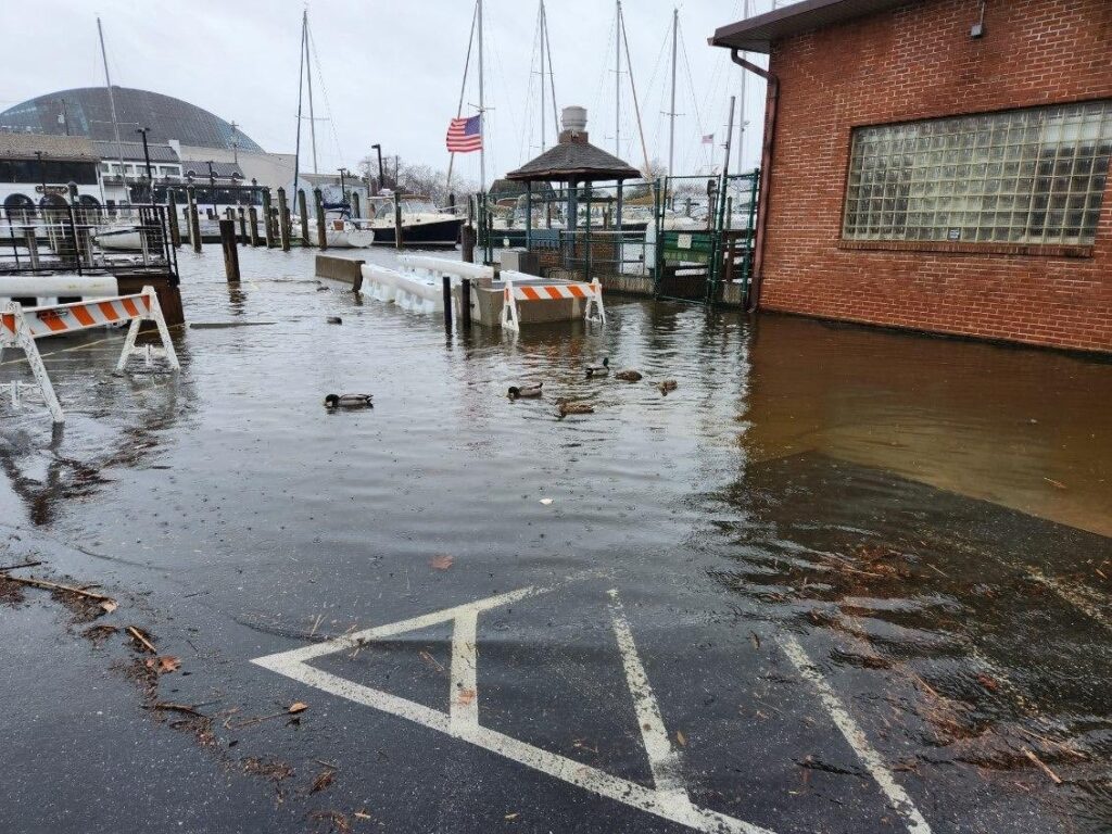 a flooded area with boats (MyCoast AI)