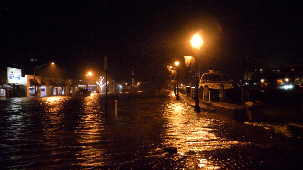 a wet street at night (MyCoast AI)