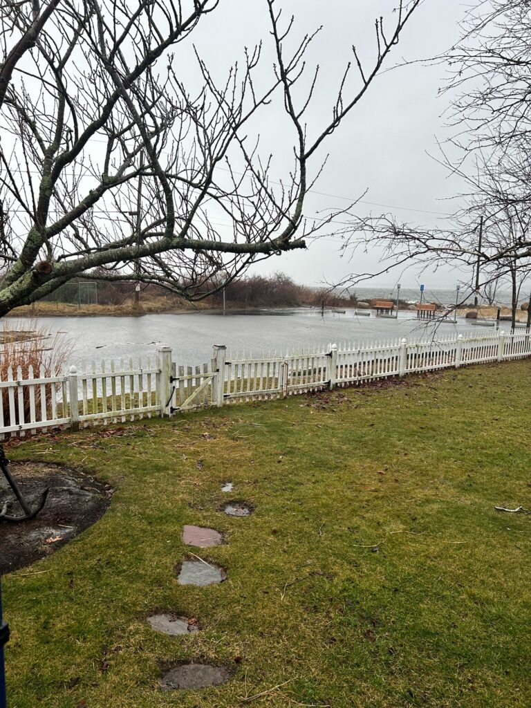 a white fence and a body of water (MyCoast AI)