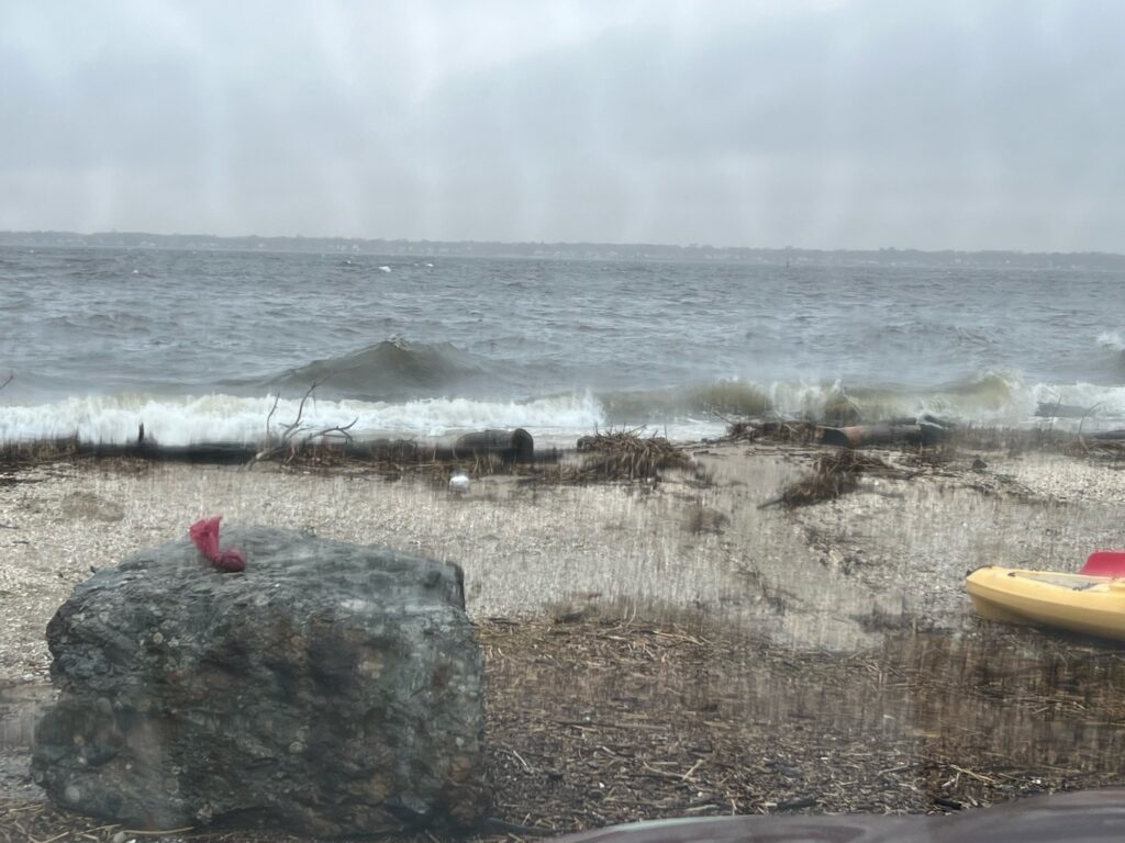 a rocky beach with waves crashing (MyCoast AI)