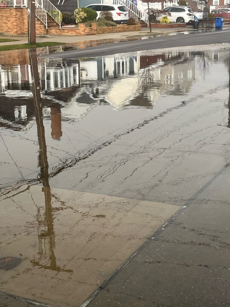 a puddle of water on a street (MyCoast AI)