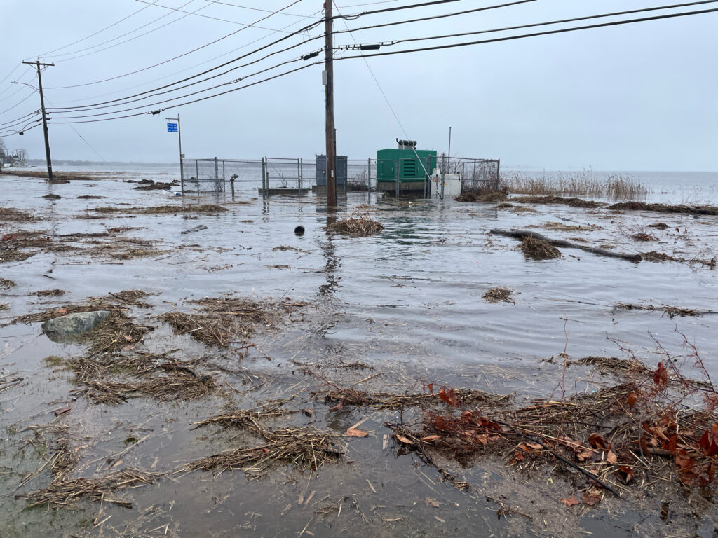 a flooded area with power lines (MyCoast AI)