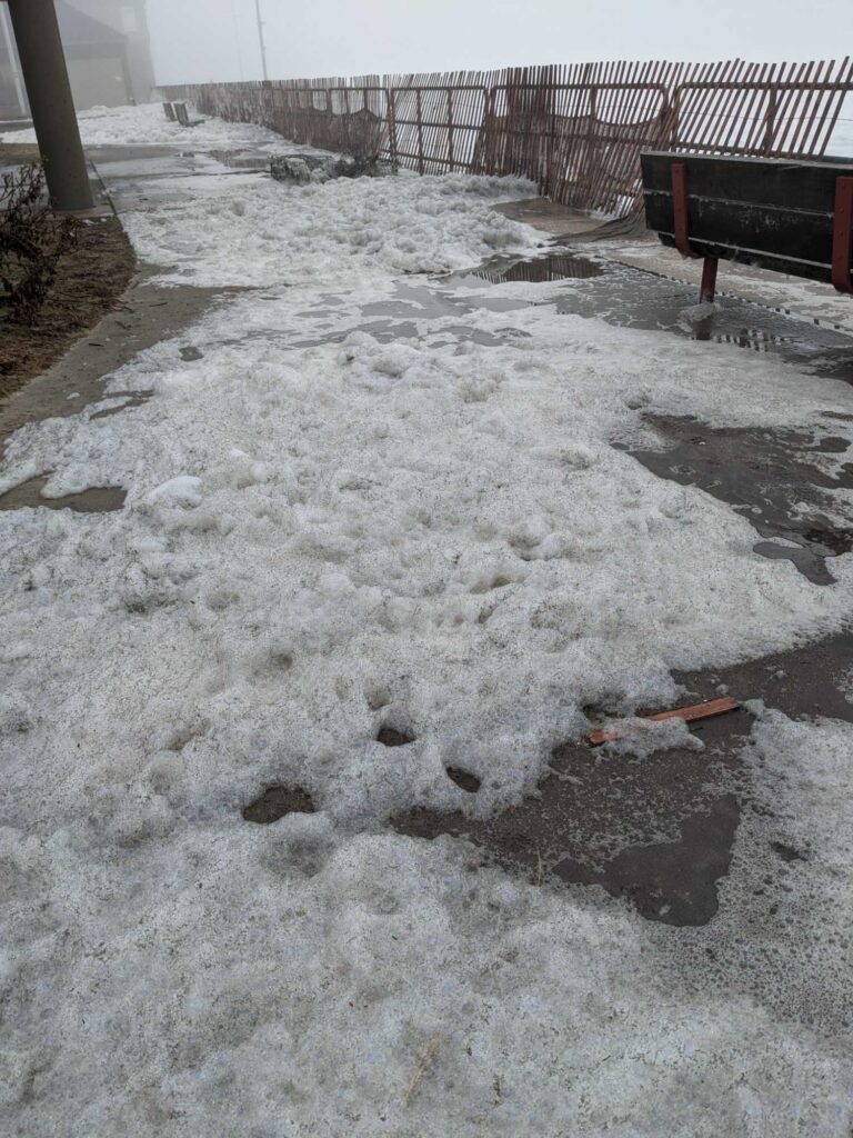 a snowy yard with a fence (MyCoast AI)