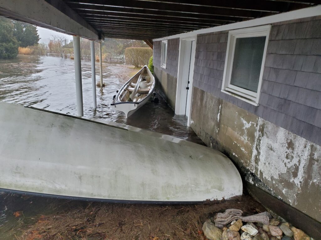 a boat in a flooded area (MyCoast AI)