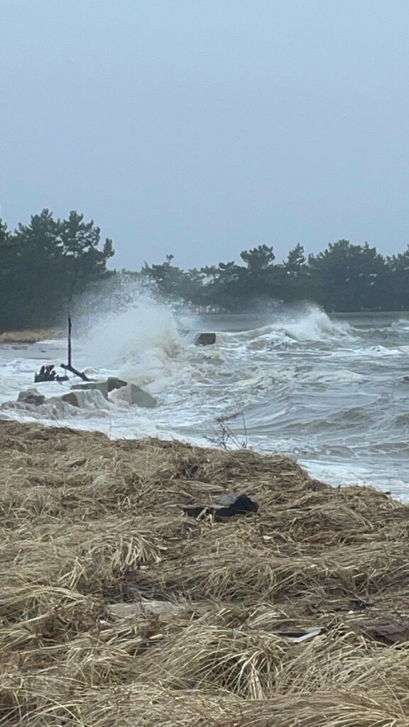 a beach with waves crashing (MyCoast AI)