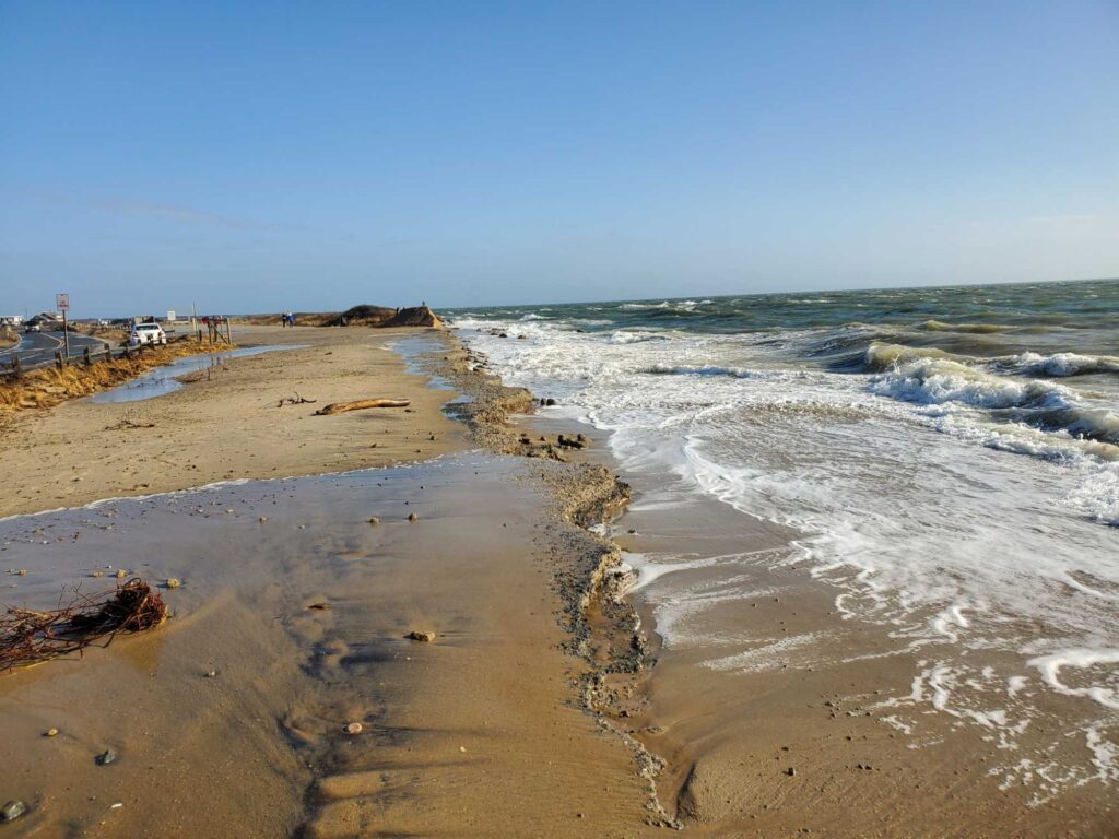 a beach with waves crashing on it (MyCoast AI)