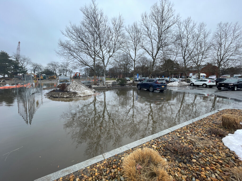 a body of water with cars parked on the side and trees around it (MyCoast AI)