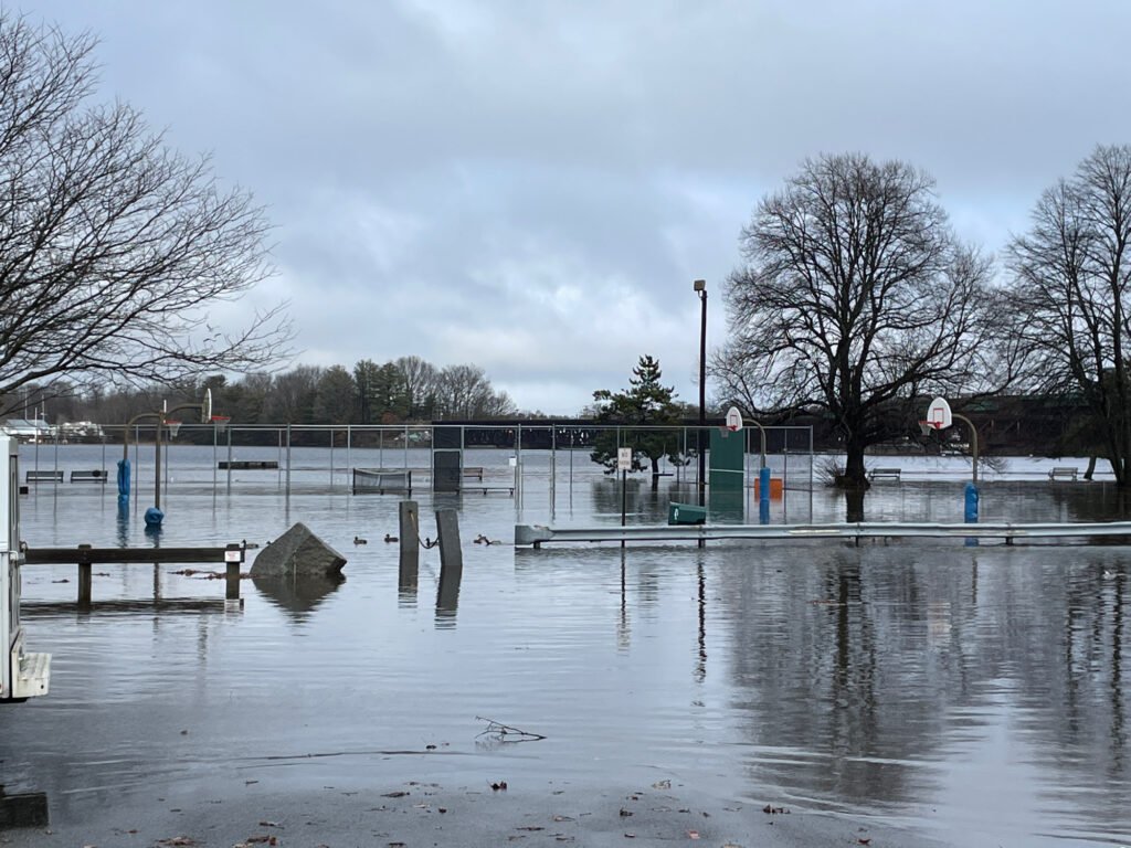 a flooded area with a bridge (MyCoast AI)