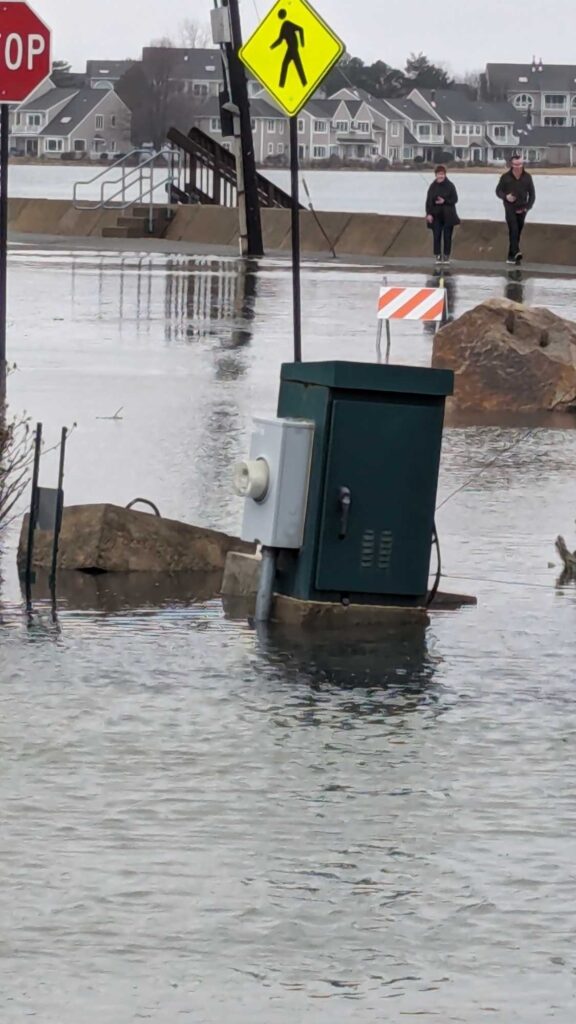 a blue trash can in the water (MyCoast AI)