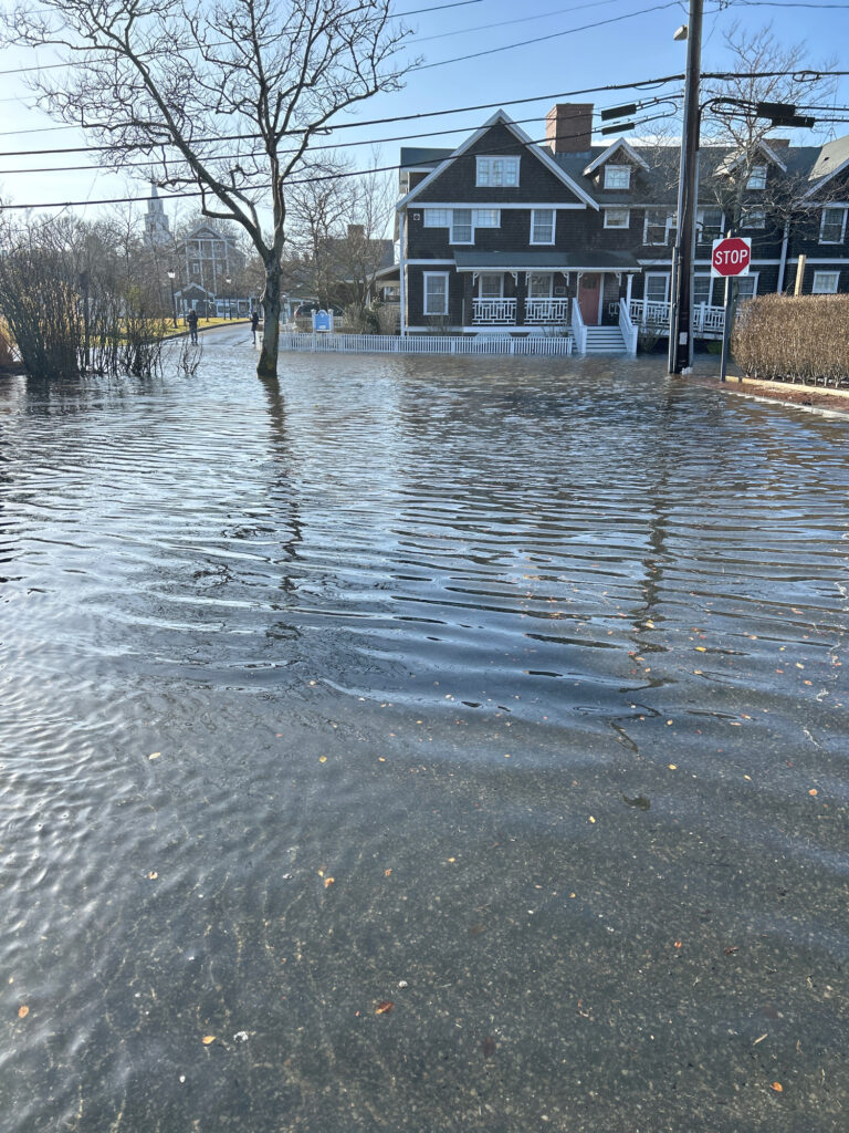 a flooded street with houses (MyCoast AI)