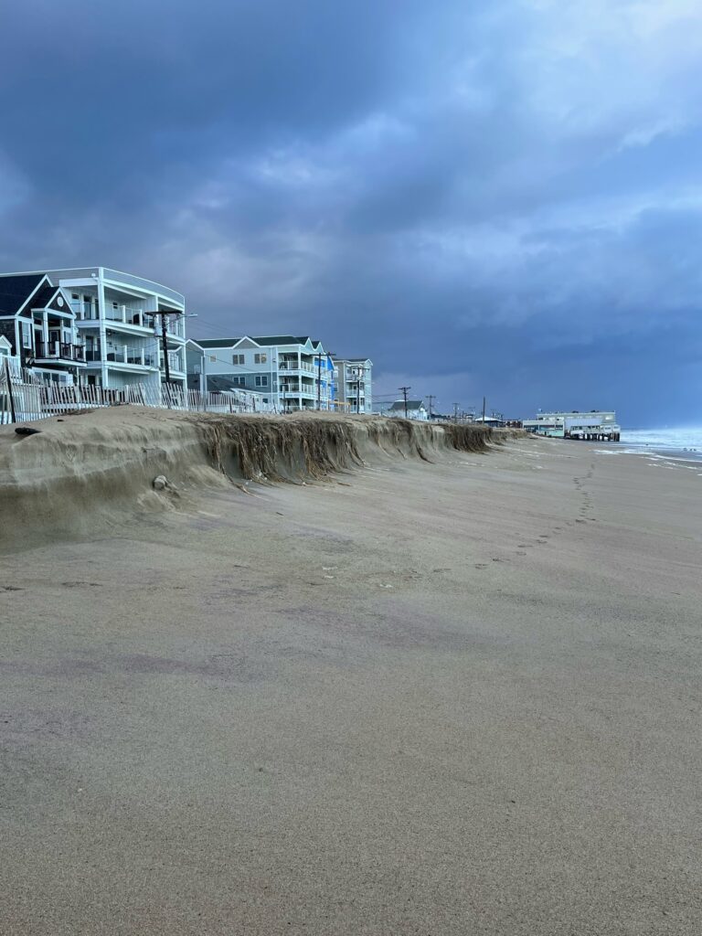 a beach with buildings in the background (MyCoast AI)