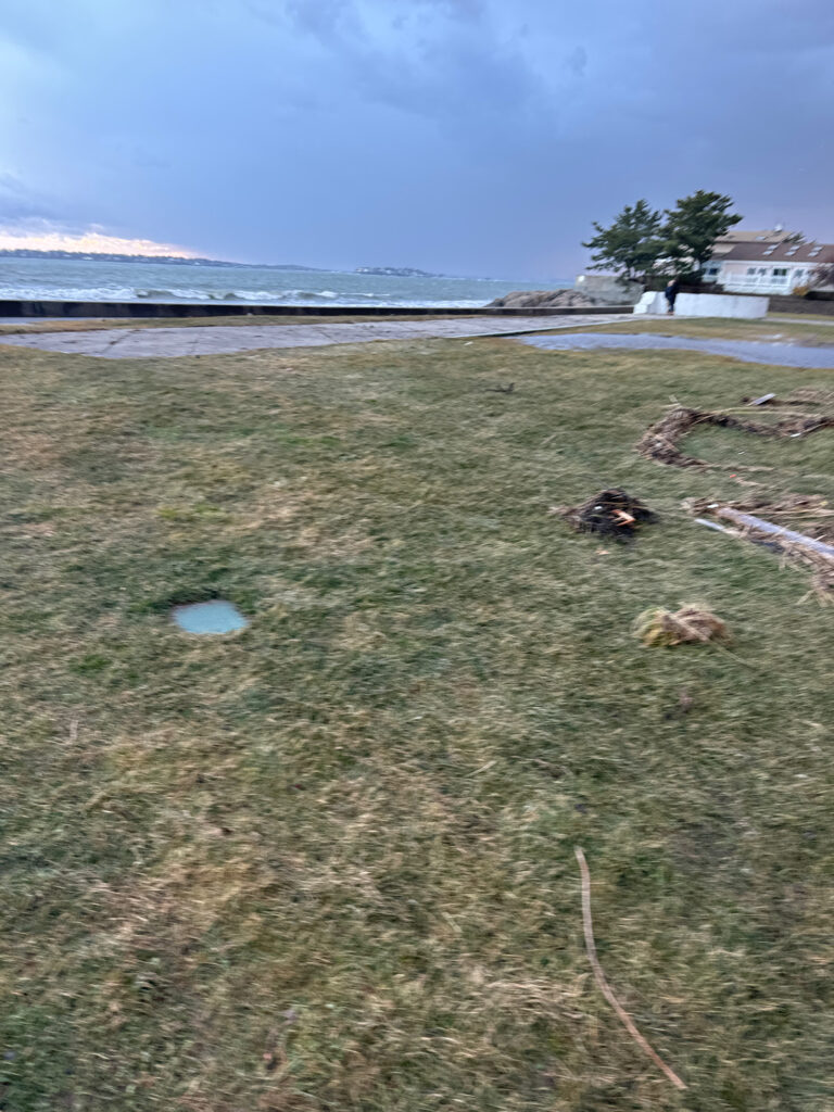 a grassy area with a body of water in the background (MyCoast AI)
