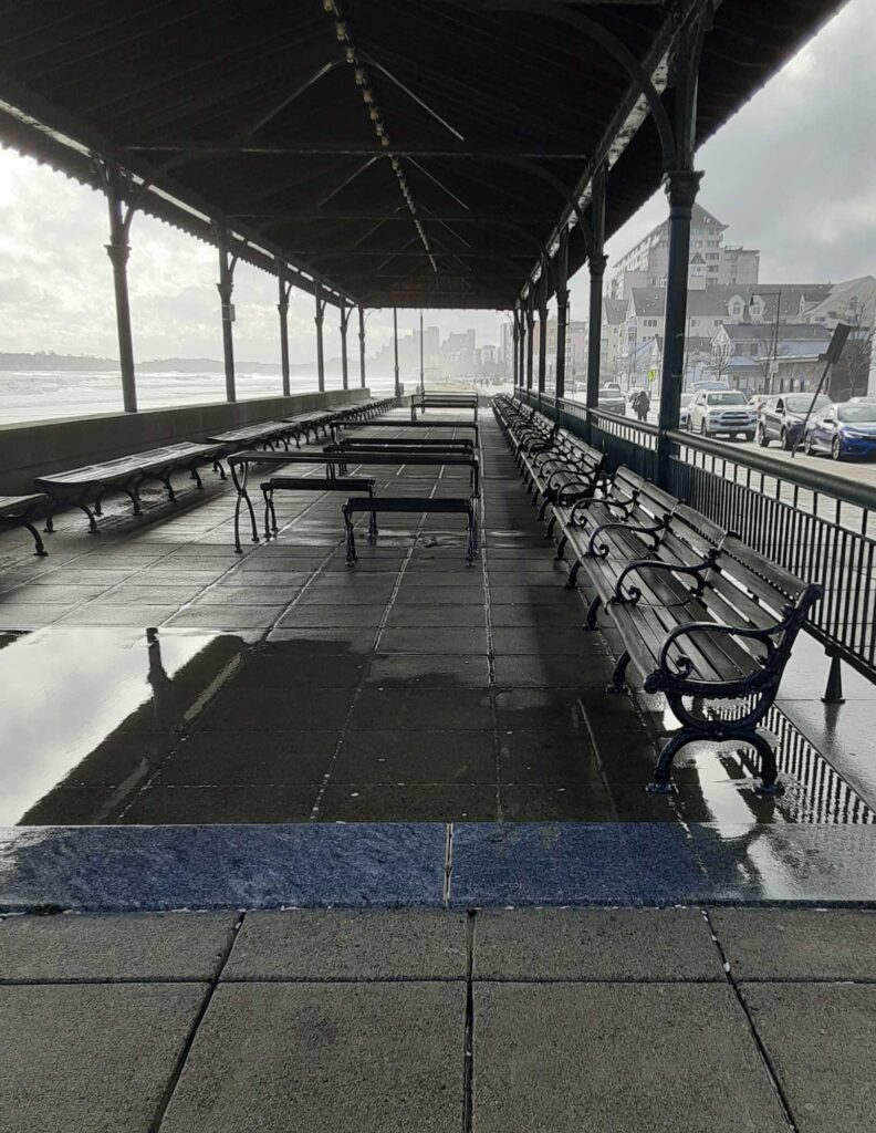 benches on a sidewalk (MyCoast AI)