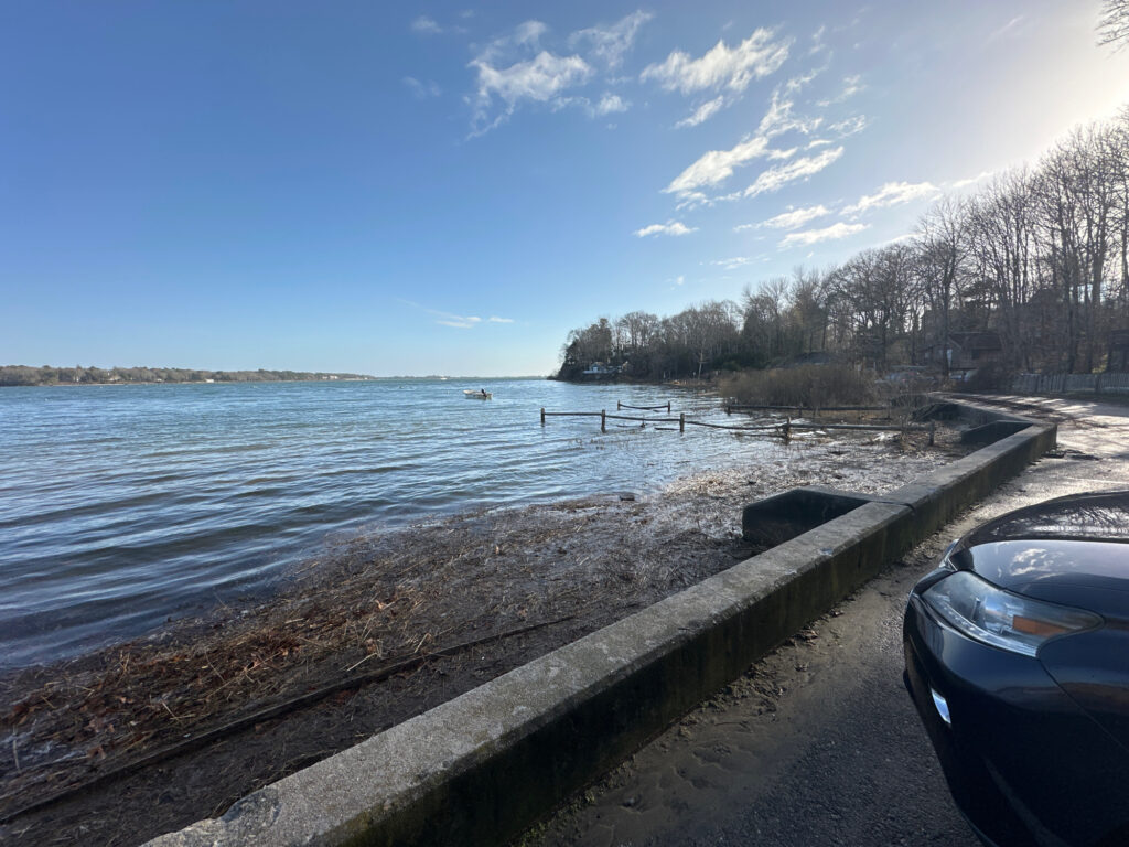 a body of water with a boat in it and trees around it (MyCoast AI)