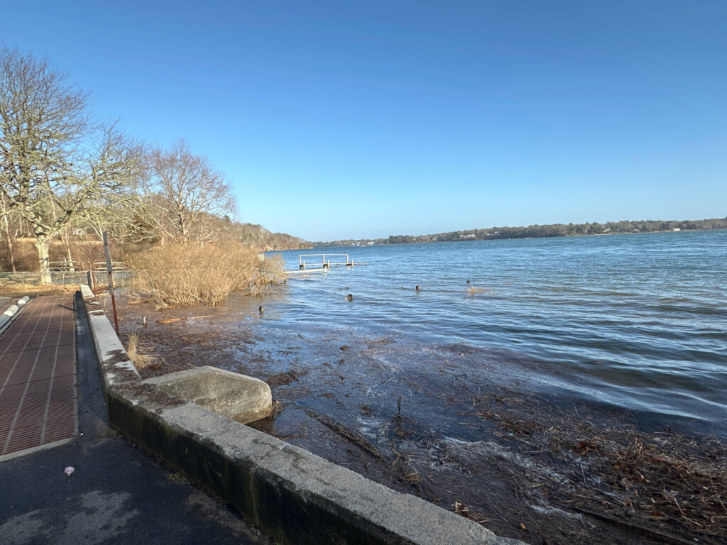 a body of water with a dock and a walkway (MyCoast AI)