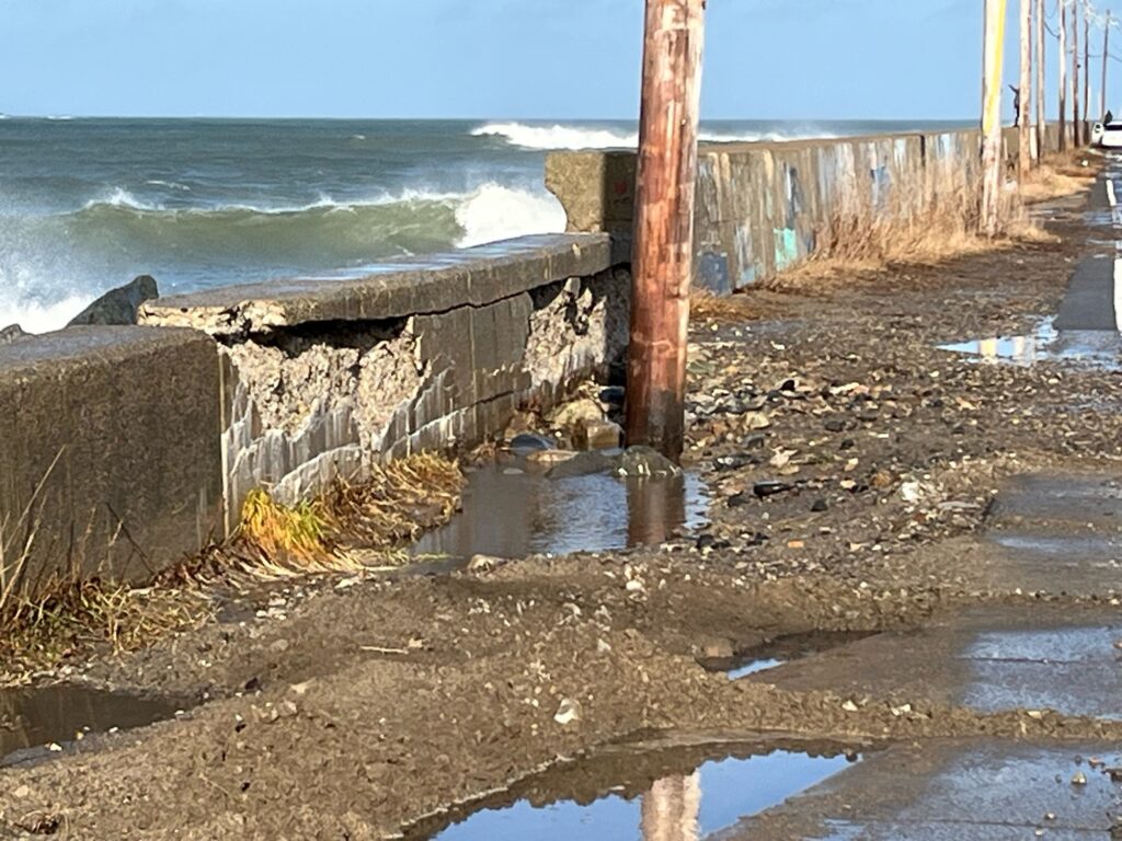 a muddy beach with a fence (MyCoast AI)