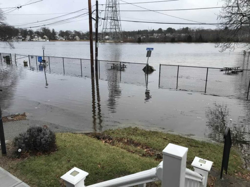 a flooded street with a toilet (MyCoast AI)