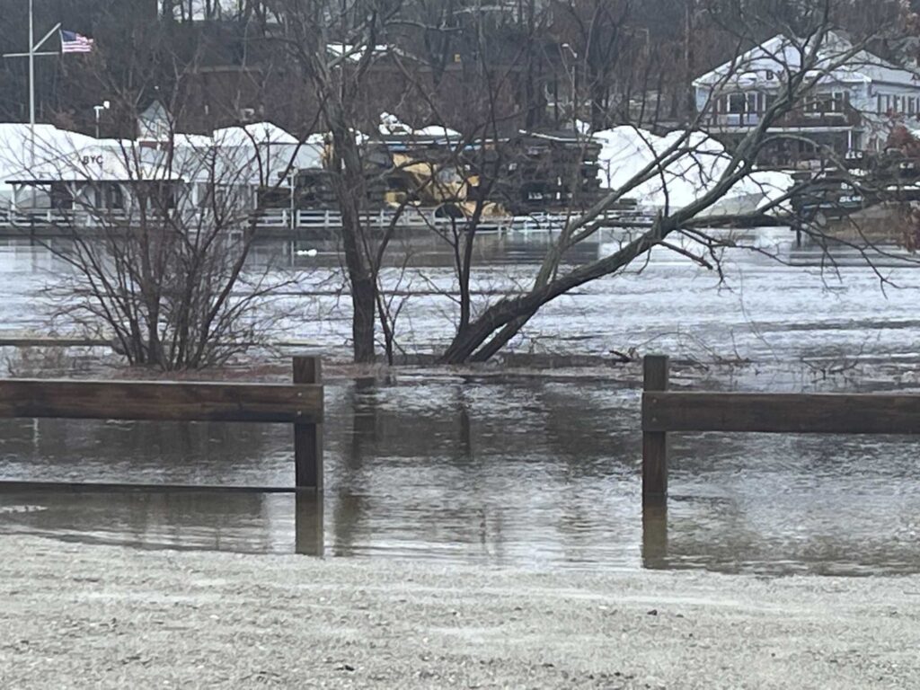a bench in a flooded area (MyCoast AI)