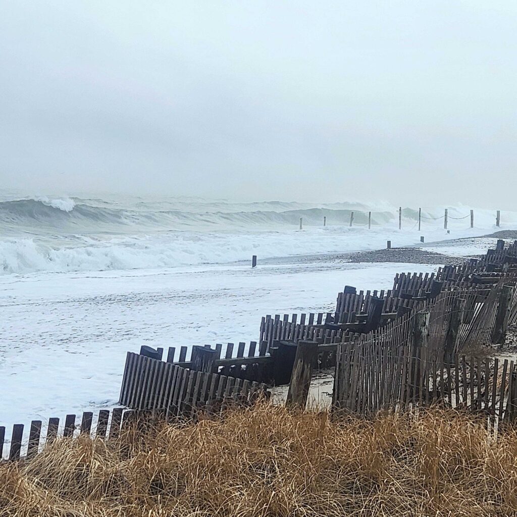 a beach with waves crashing (MyCoast AI)