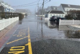 a wet road with cars on it (MyCoast AI)