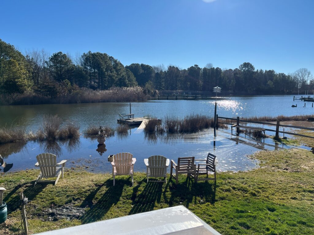 chairs and tables on a dock (MyCoast AI)