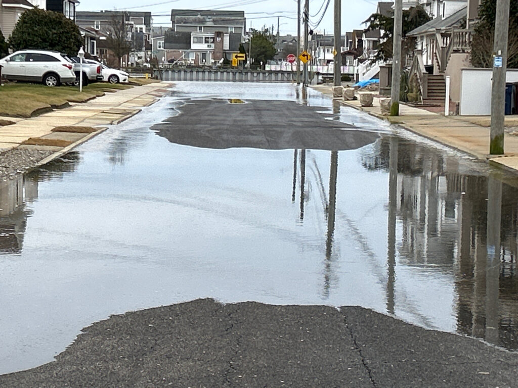 a puddle of water on a street (MyCoast AI)
