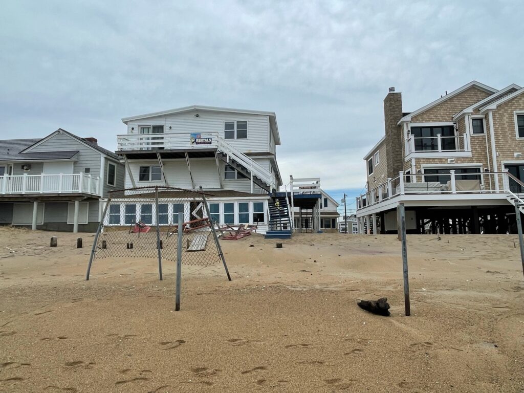 a group of buildings with a trampoline in front of them (MyCoast AI)