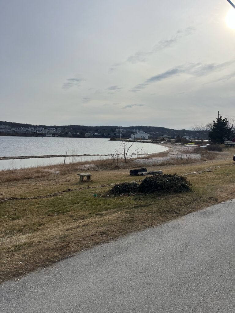 a lake with a house and trees (MyCoast AI)