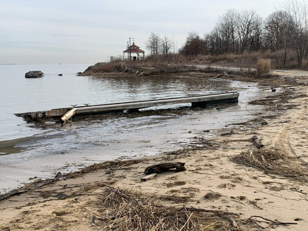 a wooden dock in a lake (MyCoast AI)
