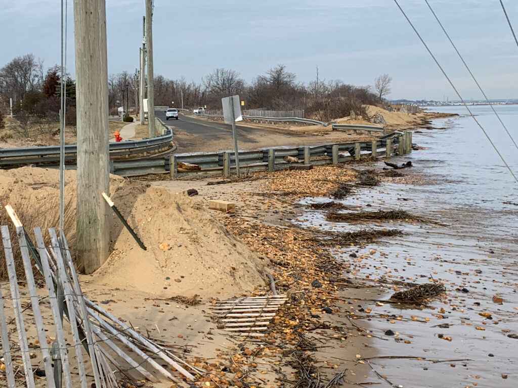 a flooded road with a bridge (MyCoast AI)