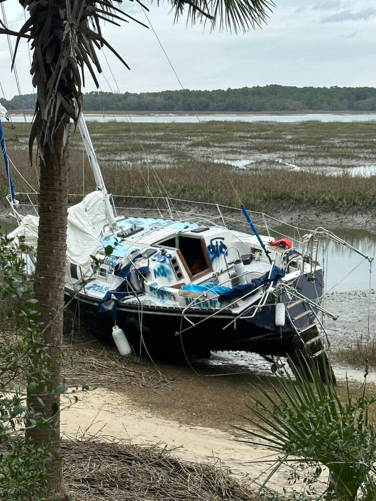 a boat is tied to a tree (MyCoast AI)