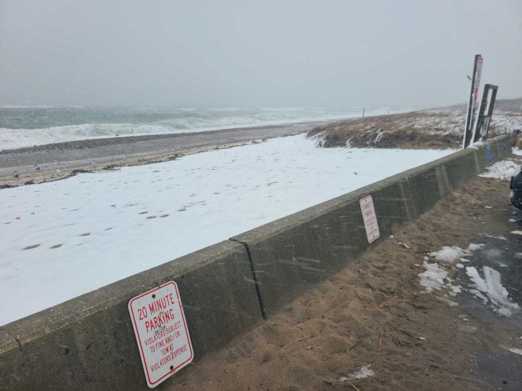 a beach with signs (MyCoast AI)