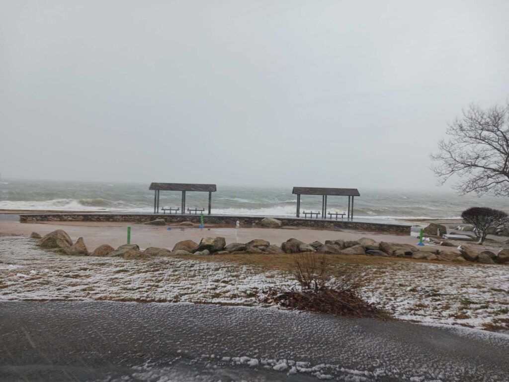a beach with a pier (MyCoast AI)