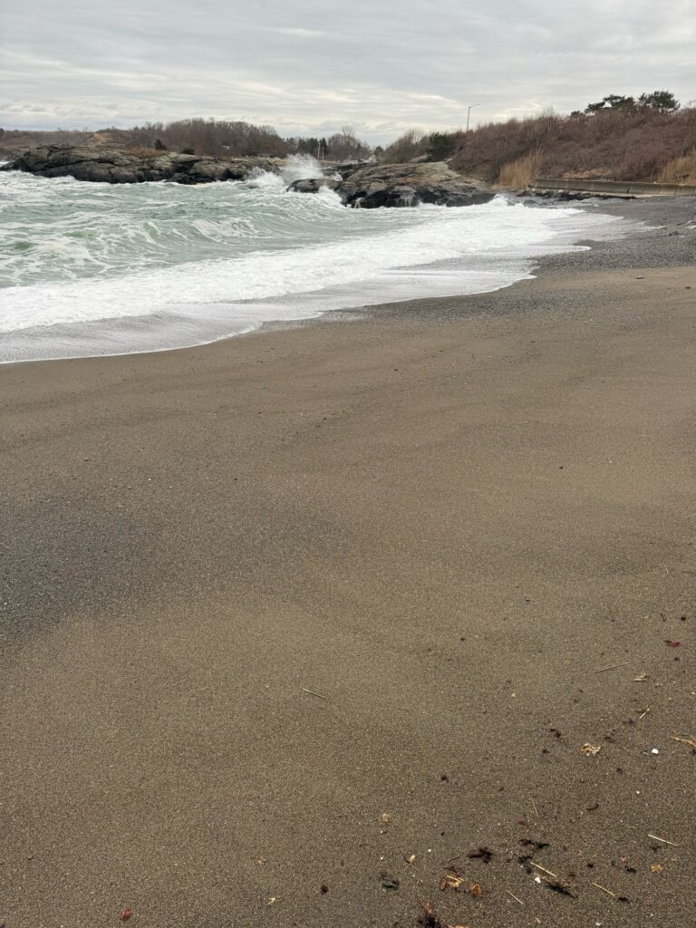 a beach with waves crashing on it (MyCoast AI)