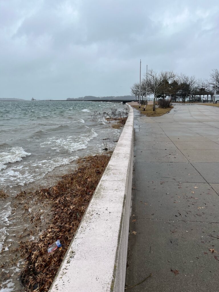 a sidewalk next to a body of water (MyCoast AI)