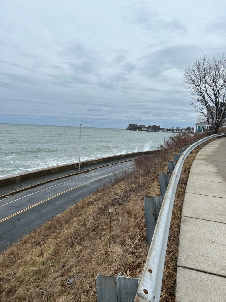 a road next to a body of water (MyCoast AI)