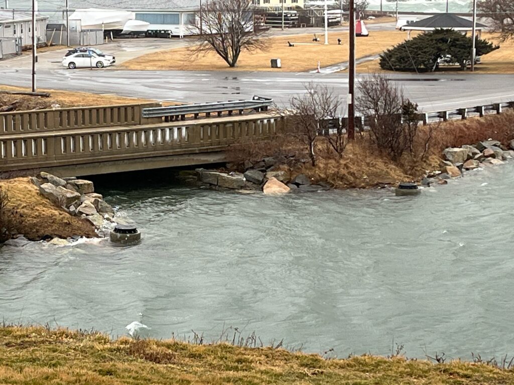 a body of water with a bridge and cars on it (MyCoast AI)
